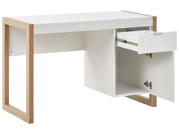 Hjemme Hvidt Træ Skrivebord 110 x 50 cm 1 Skuffe Minimalistisk Design