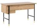 Miniatyrbillede 6 af 9: Skrivebord sort og lyst træ spånplade med guld metalben 120 x 60 x 77 cm med opbevaring arbejdsplads i retro stil skolebord