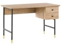 Miniatyrbillede 1 af 9: Skrivebord sort og lyst træ spånplade med guld metalben 120 x 60 x 77 cm med opbevaring arbejdsplads i retro stil skolebord