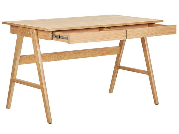 Skrivbord Ljus Trä 120 x 70 cm 2 Lådor Arbetsstation Hemmakontor