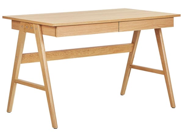 Skrivbord Ljus Trä 120 x 70 cm 2 Lådor Arbetsstation Hemmakontor