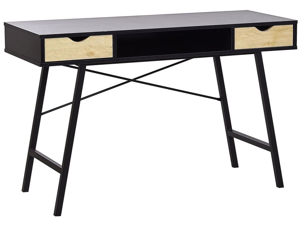Skrivbord 120 x 48 cm svart/ljusträ CLARITA