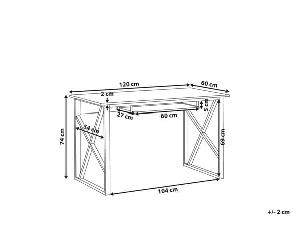 Skrivbord Hemma Mörk Träskiva Svart Metall Stålram med Tangentbordsbricka 120 x 60 cm Industriell