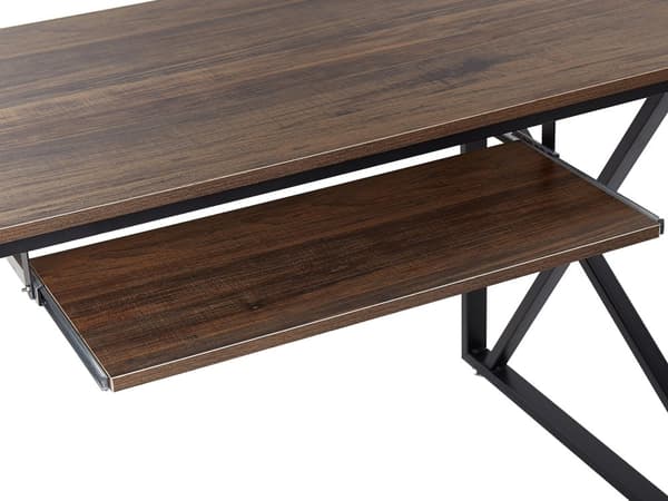 Skrivbord Hemma Mörk Träskiva Svart Metall Stålram med Tangentbordsbricka 120 x 60 cm Industriell