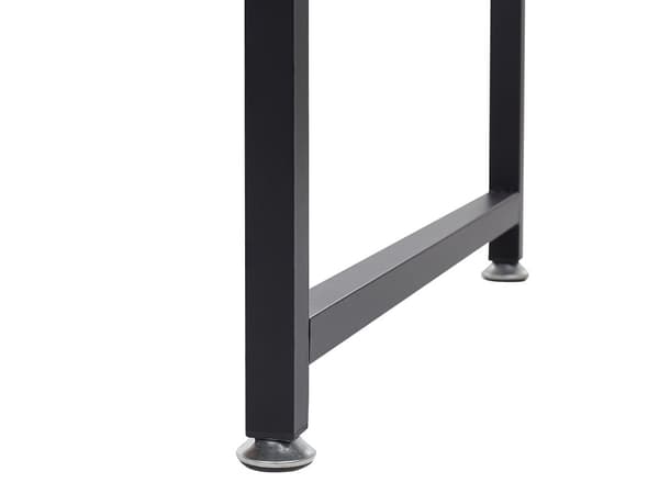 Skrivbord Hemma Mörk Träskiva Svarta Stålben Vita Hyllor Förvaring 120 x 60 cm