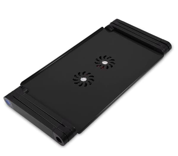 Vikbart Laptopbord med musmatta och fläkt - Svart