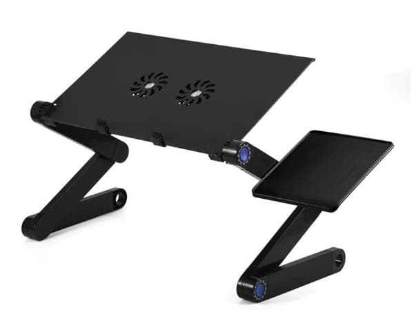 Vikbart Laptopbord med musmatta och fläkt - Svart