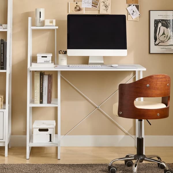 SoBuy Skrivebord med reol, Computerbord L100* D50 * H75 cm hvid FWT29-W