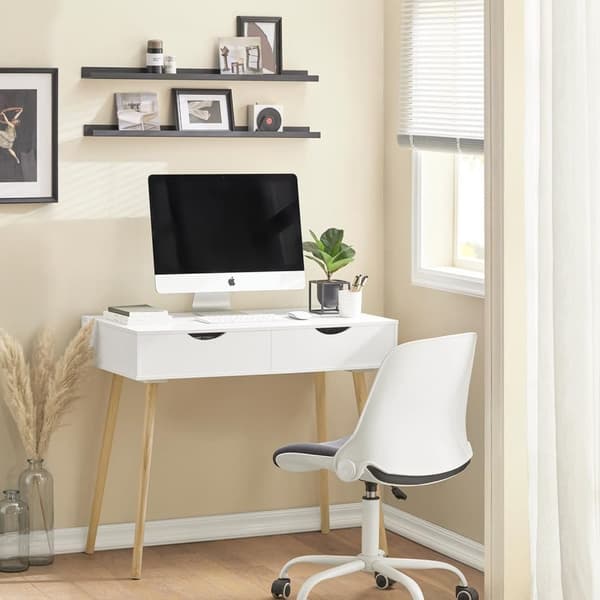 SoBuy Skrivebord med 2 skuffer Computerbord B90cm x D45 cm x H77 cm. hvid FWT40-WN