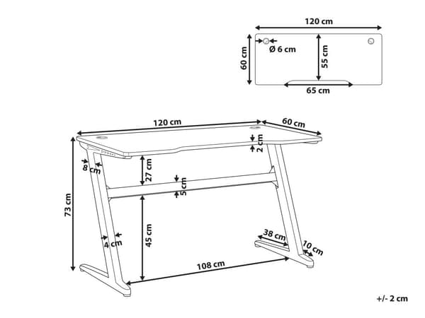 Gamerbord Sort Metal 120 x 60 cm Dekorativ Gaming Skrivebord med LED lys Fjernbetjening Moderne Hitech Design til Drenge Værelse