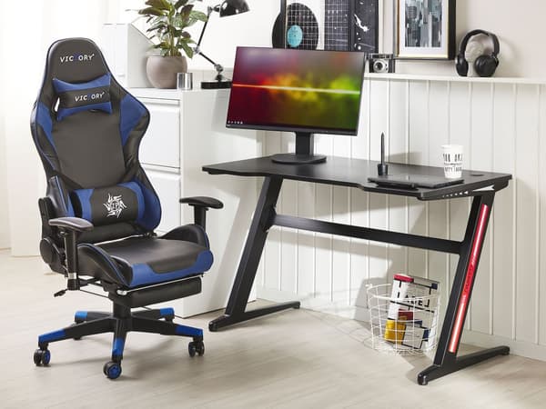 Gamerbord Sort Metal 120 x 60 cm Dekorativ Gaming Skrivebord med LED lys Fjernbetjening Moderne Hitech Design til Drenge Værelse