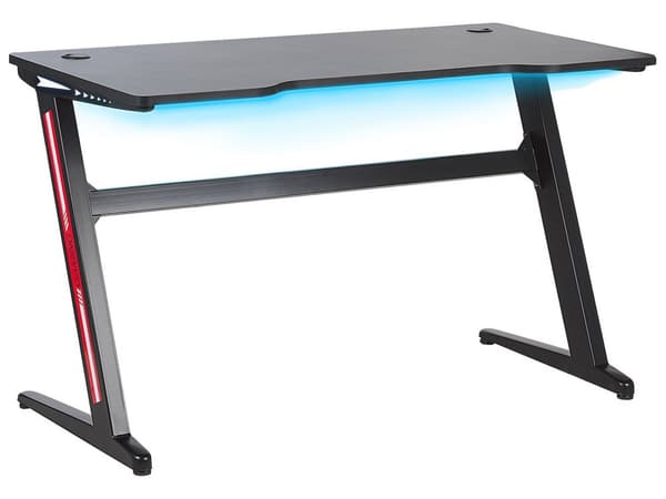 Gamerbord Sort Metal 120 x 60 cm Dekorativ Gaming Skrivebord med LED lys Fjernbetjening Moderne Hitech Design til Drenge Værelse