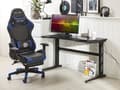 Miniatyrbillede 4 af 11: Gamerbord Sort Metal 120 x 60 cm Dekorativ Gaming Skrivebord med LED lys Fjernbetjening Moderne Hitech Design til Drenge Værelse