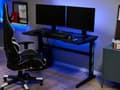 Miniatyrbillede 2 af 11: Gamerbord Sort Metal 120 x 60 cm Dekorativ Gaming Skrivebord med LED lys Fjernbetjening Moderne Hitech Design til Drenge Værelse