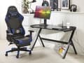 Miniatyrbillede 4 af 11: Gamerbord Sort Metal 120 x 60 cm Dekorativ Gaming Skrivebord med LED lys Fjernbetjening Moderne Hitech Design til Drenge Værelse
