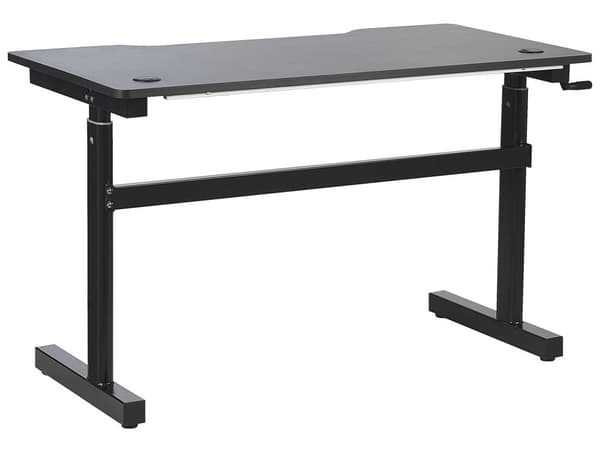 Gamerbord Sort Metal 120 x 60 cm Dekorativ Gaming Skrivebord med LED Lys Moderne Manuel Justerbar Hæve Sænkebord Hitech Design Drenge Værelse