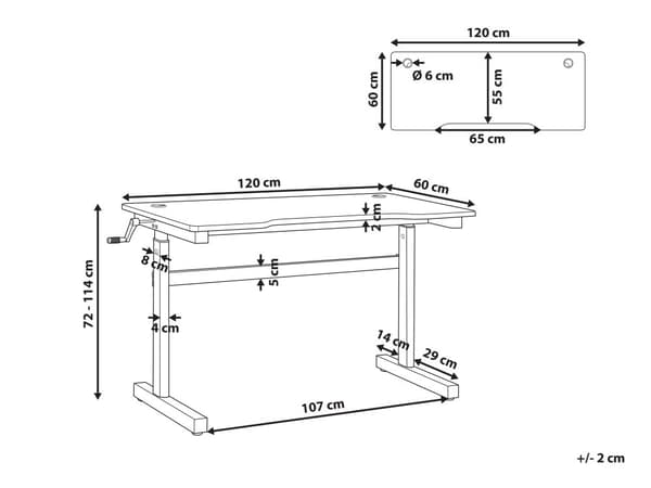 Modernt Gamingbord Justerbart med RGB LED-belysning 120 x 60 cm MDF Hemmakontor Svart