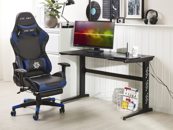 Modernt Gamingbord med RGB LED-belysning 120 x 60 cm MDF Hemmakontor Svart