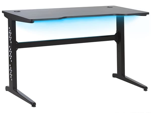 Modernt Gamingbord med RGB LED-belysning 120 x 60 cm MDF Hemmakontor Svart