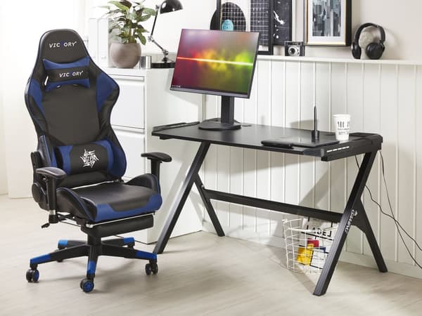 Modernt Gamingbord med RGB LED-belysning 120 x 60 cm MDF Hemmakontor Svart