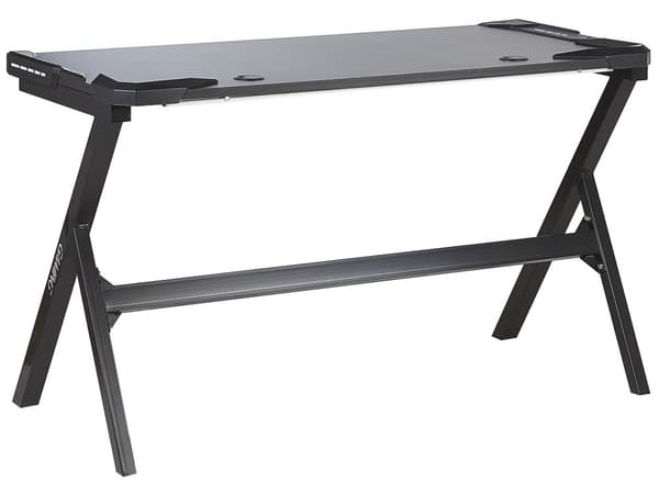 Modernt Gamingbord med RGB LED-belysning 120 x 60 cm MDF Hemmakontor Svart