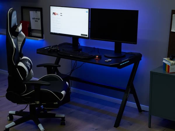 Modernt Gamingbord med RGB LED-belysning 120 x 60 cm MDF Hemmakontor Svart