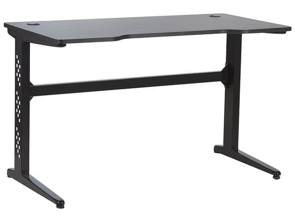 Pelipöytä musta 120 x 60 cm metallijalat suorakulmainen LED-valot moderni tyyli