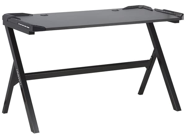 Pelipöytä musta 120 x 60 cm metallijalat suorakulmainen LED-valot MDF-levymoderni tyyli