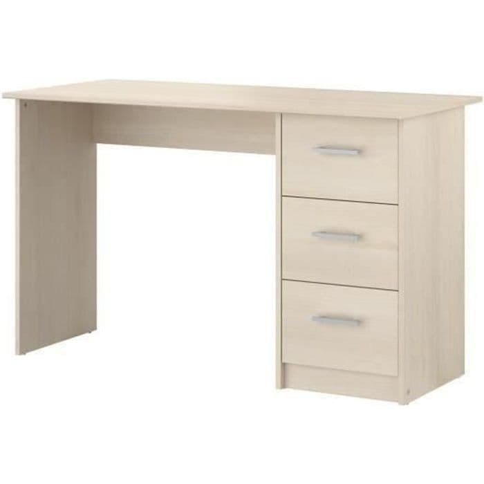ESSENTIELLE Skrivbord 3 lådor - Lätt akaciedekor - L 121,2 x D 74,3 x H 55 cm