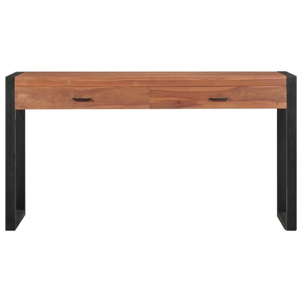 vidaXL Kirjoituspöytä 2 vetolaatikolla 140x40x75cm kierrätetty tiikki