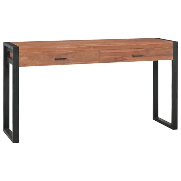 vidaXL Kirjoituspöytä 2 vetolaatikolla 140x40x75cm kierrätetty tiikki
