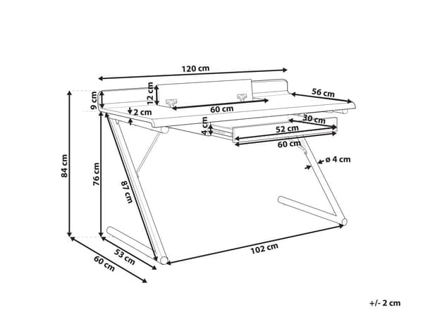 Työpöytä valkoinen MDF 120 x 60 cm laatikolla ja metallijaloilla skandinaavinen tyyli