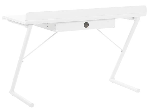 Työpöytä valkoinen MDF 120 x 60 cm laatikolla ja metallijaloilla skandinaavinen tyyli