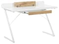 Miniatyrbillede 4 af 9: Skrivebord 120 x 60 cm hvidt med lyst Træ MDF med Skuffe Metalben Skandinavisk Stil