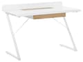 Miniatyrbillede 1 af 9: Skrivebord 120 x 60 cm hvidt med lyst Træ MDF med Skuffe Metalben Skandinavisk Stil