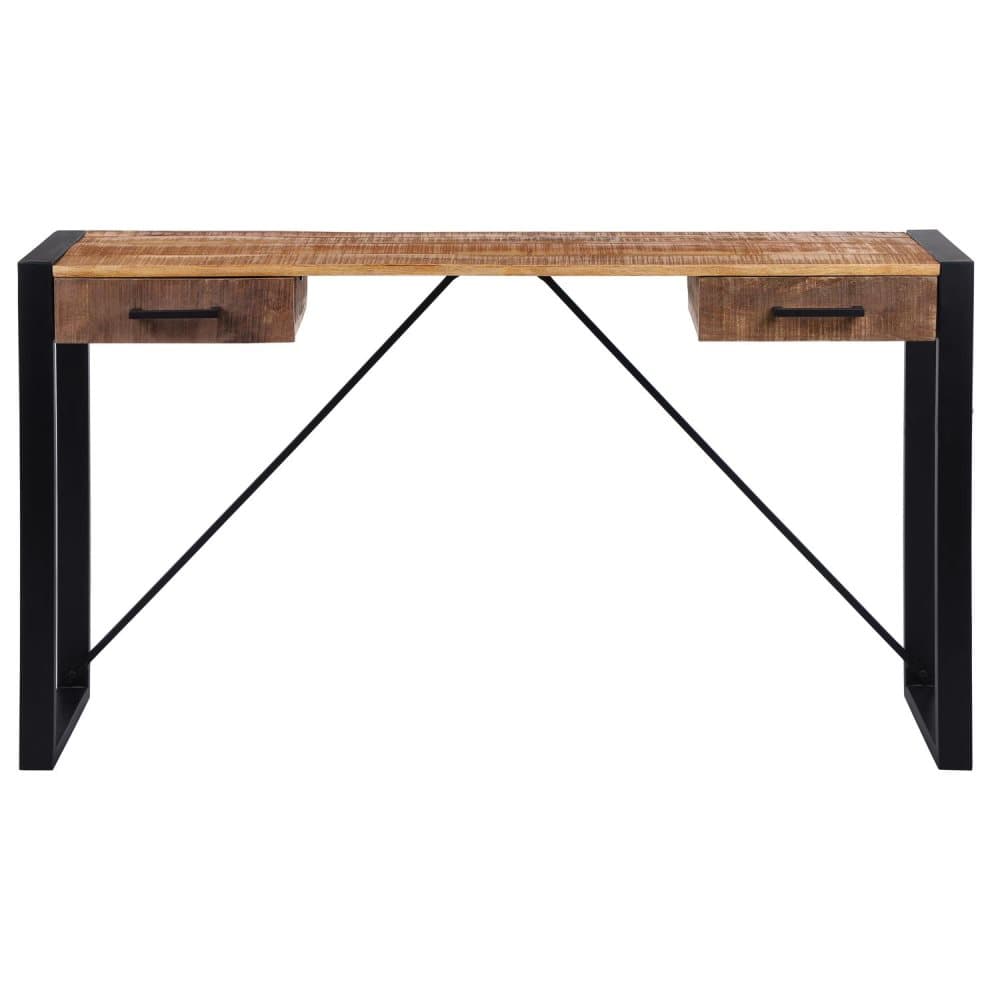 WOMO-DESIGN konsolbord med 2 lådor 140x40 cm Natural Black Massivt trä mango trä industriell design sidobord dressing hall Soffbord skrivbord
