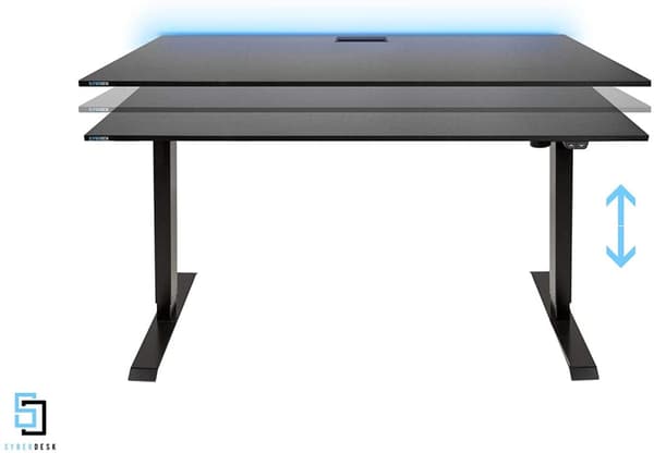 SyberDesk Electric Pro LED, skrivbord gaming Elektrisk höjdjusterbart stående skrivbord Sittstativ Skrivbord Justerbart skrivbordstativ, 132 * 65
