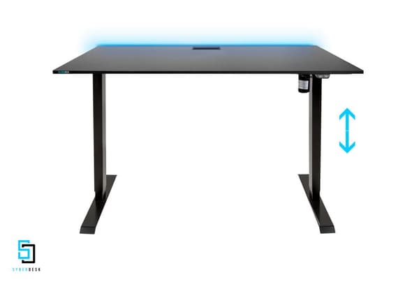 SyberDesk Electric Pro LED, skrivbord gaming Elektrisk höjdjusterbart stående skrivbord Sittstativ Skrivbord Justerbart skrivbordstativ, 132 * 65