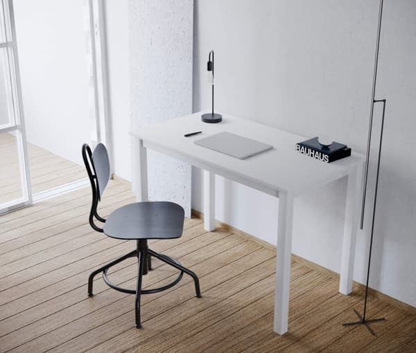 Arbejdsbord "Vesa" lavet af massivt fyrretræ (Pure White), 110 x 60 cm Højde 75 cm ​