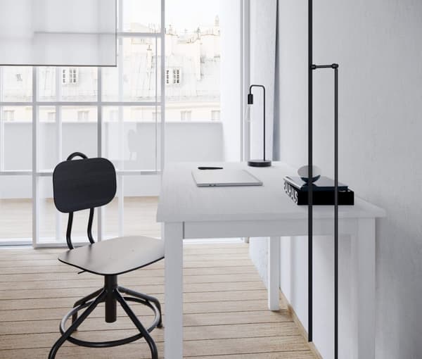 Arbejdsbord "Vesa" lavet af massivt fyrretræ (Pure White), 110 x 60 cm Højde 75 cm ​