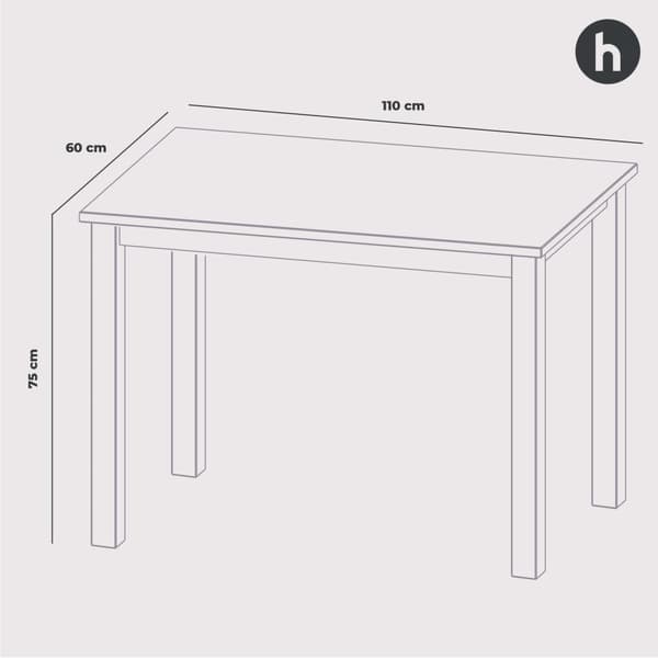 Arbejdsbord "Vesa" lavet af massivt fyrretræ (Pure White), 110 x 60 cm Højde 75 cm ​