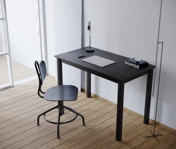 Arbetsbord "Vesa" tillverkat av massivt furuträ (Black), 110 x 60 cm Height 75 cm