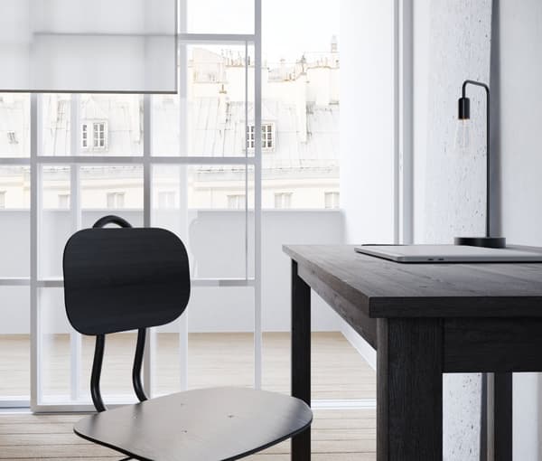 Arbetsbord "Vesa" tillverkat av massivt furuträ (Black), 110 x 60 cm Height 75 cm