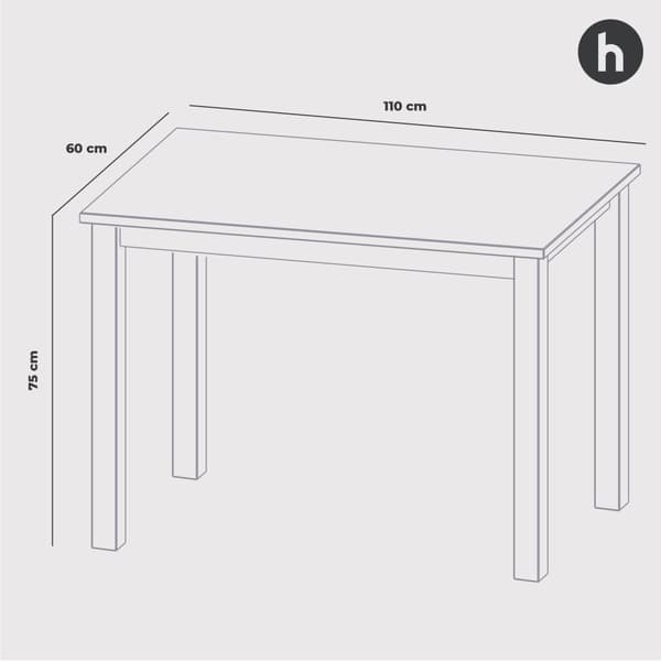 Arbetsbord "Vesa" tillverkat av massivt furuträ (Black), 110 x 60 cm Height 75 cm