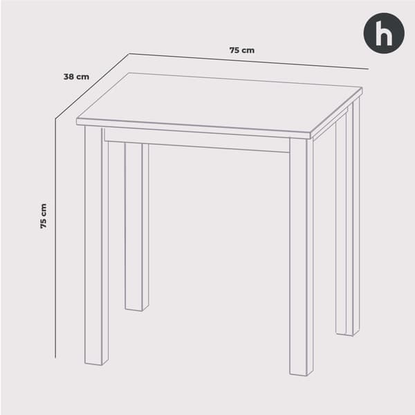 Arbejdsbord "Vesa" lavet af massivt fyrretræ (sort kaffe), 75 x 38 cm Højde 75 cm