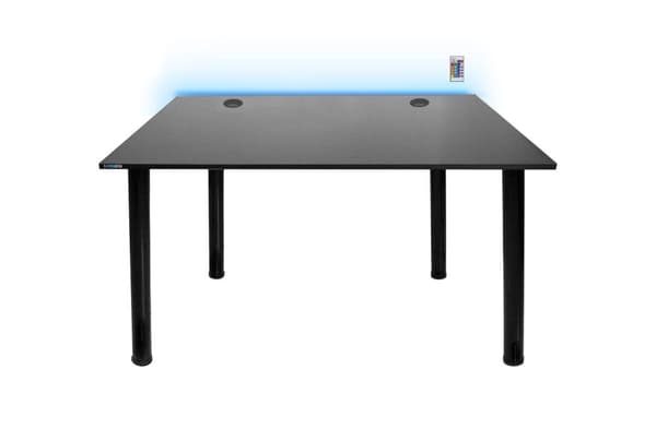 Gaming skrivebord til gamere 105 cm x 65 cm- Computer skrivebord til hjemmekontor - lille skrivebord med LED lamper - sort skrivebord til gaming med k