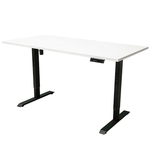 Elektrisk justerbart skrivebord - 140x80 cm - Sort / Hvid