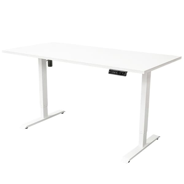 Elektrisk justerbart skrivebord - 160x80 cm - Enkelmotor - Hvid