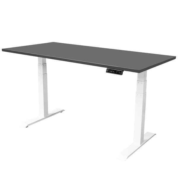 Justerbart skrivebord Dual Motor - 140x80 cm - Hvid / Antracit