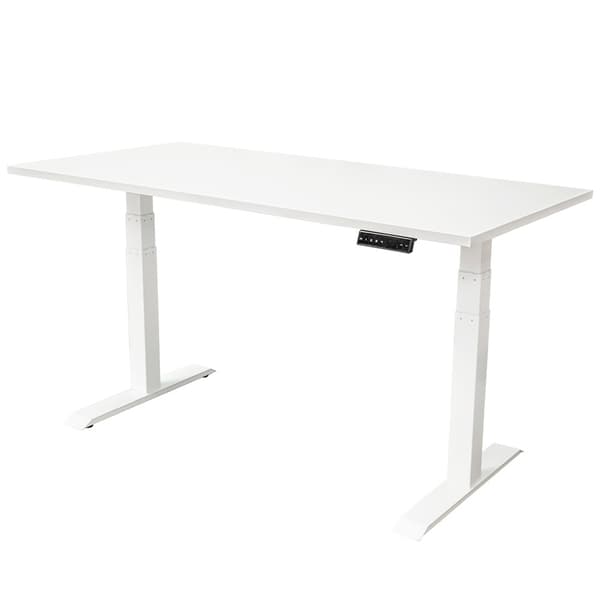Elektrisk justerbart skrivebord - 160x80 cm - Dobbeltmotor - Hvid